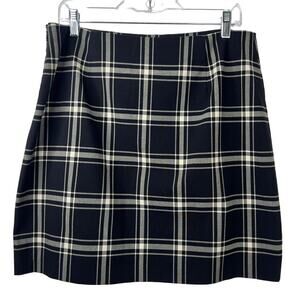 Ann Taylor Vintage Made in the USA Y2K Plaid Skirt White/Dark Academia Size 12